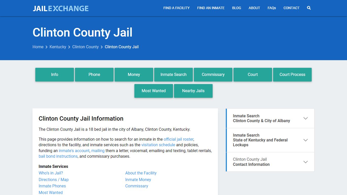 Clinton County Jail, KY Inmate Search, Information