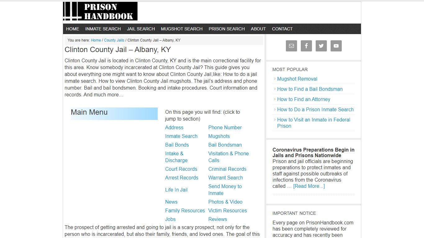 Clinton County Jail – Albany, KY - Prison Handbook